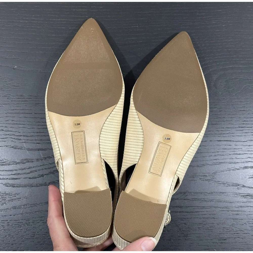 Alfani Step Flex Woman's Beige sling back Block Heels pumps Size 7.5W New READ